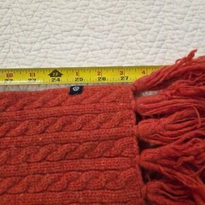GAP Burnt Orange 100% Lambswool Cable Knit Scarf with Tassel Fringe Unisex